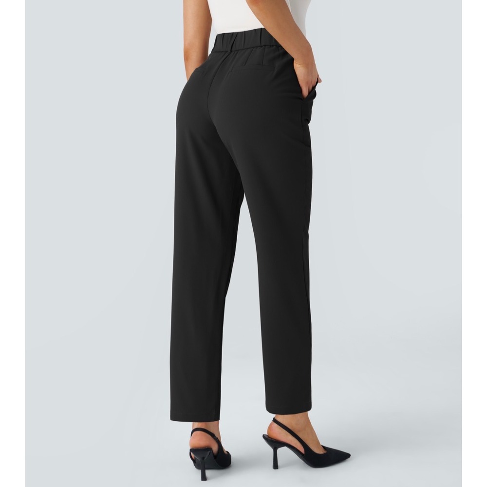 Halara Flex High Waisted Pocket Solid Work Tapered Pants Black Small NWT